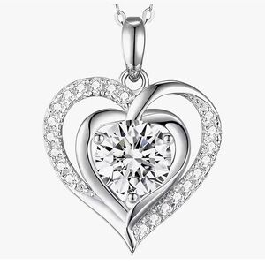 Elegant Silver Heart Pendant Necklace